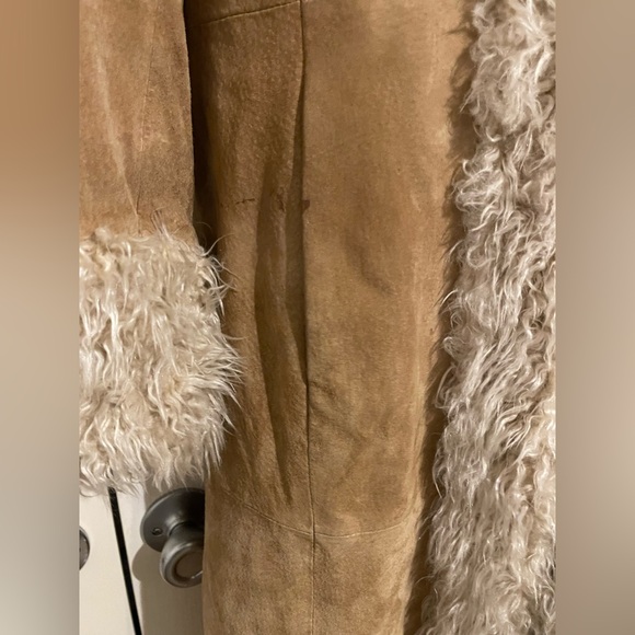 Vintage Penny Lane Leather Coat Faux Fur Giacca M - Picture 6 of 11